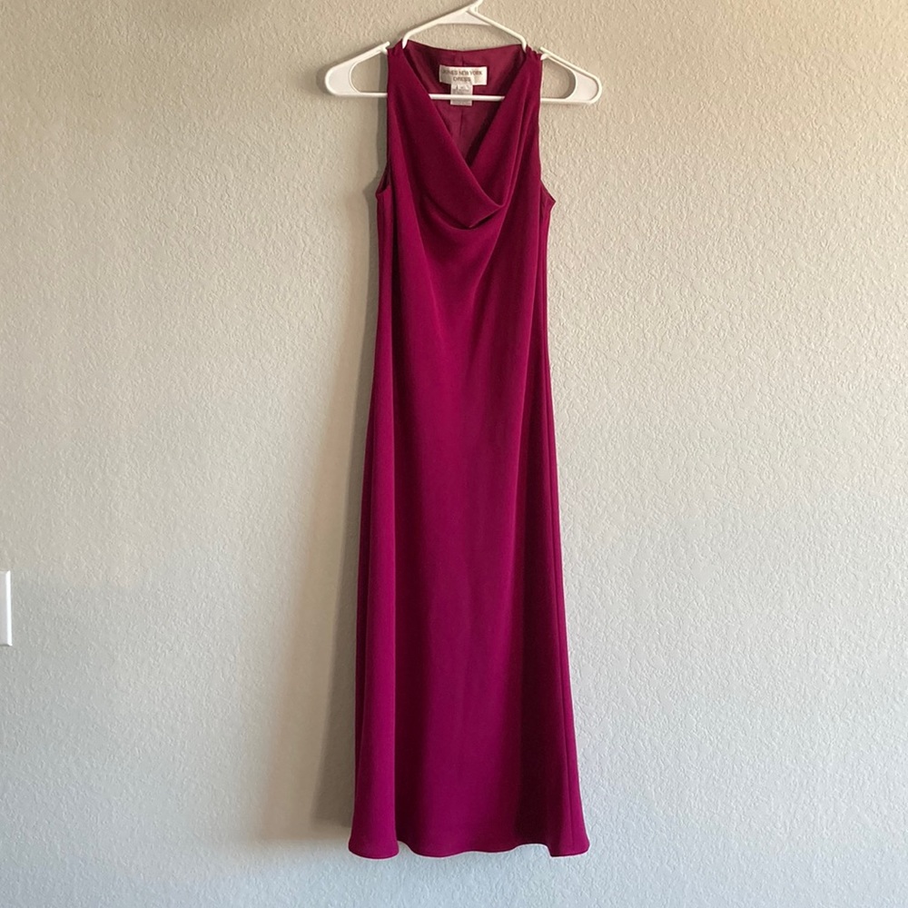 Jones New York Magenta Pink Purple Midi size 6 Silk Sleeveless Dress